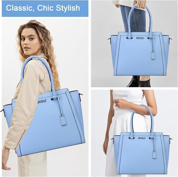Laptop Tote Bag for Women - Travel Computer Handbag with Long Shoulder Strap - Image 4