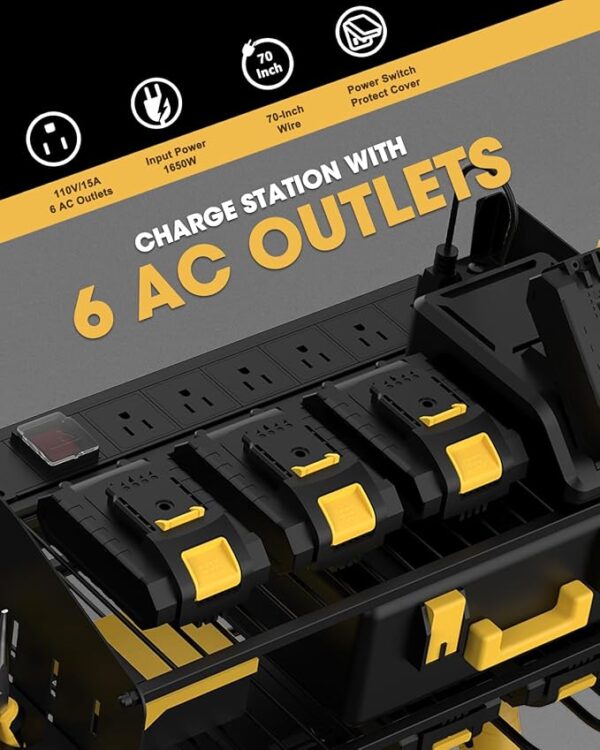 Tool Charging Station - 3 Layer Wall Mount Power Tool Organizer with Charging Station for Power Dril - Image 4