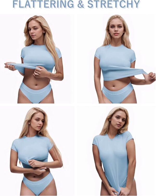 Women's Cotton Crop Tops Crewneck Short Sleeve Y2K Tee Workout Shirt Basic T-Shirt - Image 2