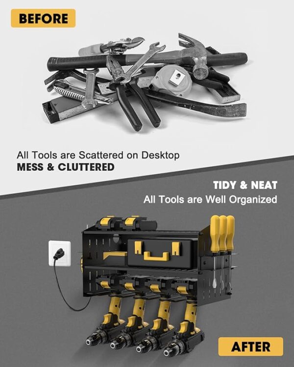Tool Charging Station - 3 Layer Wall Mount Power Tool Organizer with Charging Station for Power Dril - Image 3