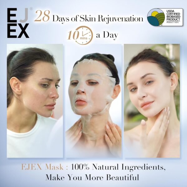 EJEX Face and Neck Firming Mask,Hydrating & Soothing Face Masks Skincare,Plant Extracts Fermente - Image 2