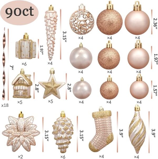 AMS 90ct Christmas Ball Assorted Pendants Shatterproof Tree Ornaments Seasonal Decorations in a Reusable Hand-Help - Image 6