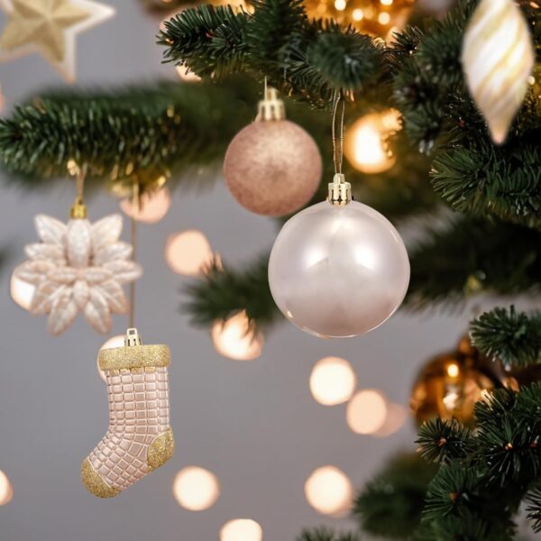 AMS 90ct Christmas Ball Assorted Pendants Shatterproof Tree Ornaments Seasonal Decorations in a Reusable Hand-Help - Image 2
