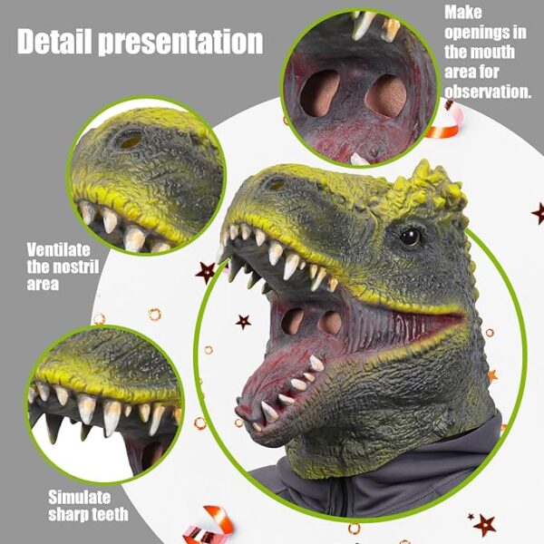 Dinosaur Head Mask Dinosaur Costume Animal Full Head Mask for Carnival - Image 4