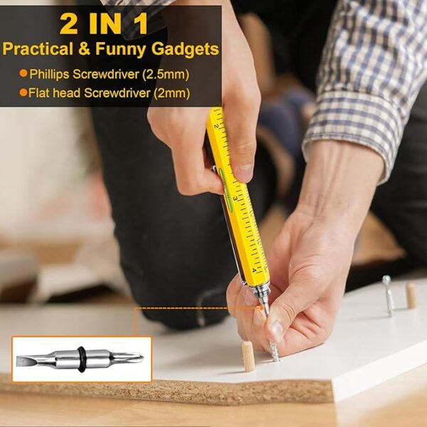 Gifts for Men,Personalized Pens Dad Gifts from Daughter Son, 9 in 1 Multitool Pen with Ruler Level Ballpoint Pen -20% - Image 2