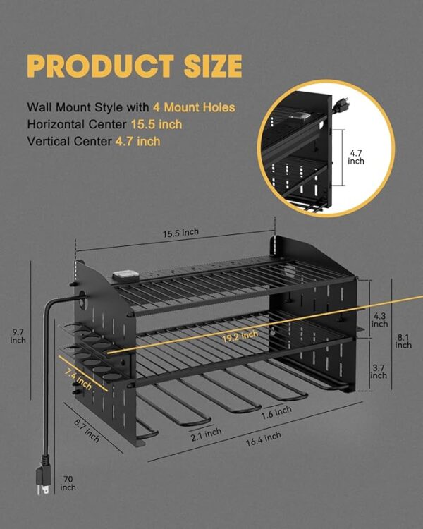 Tool Charging Station - 3 Layer Wall Mount Power Tool Organizer with Charging Station for Power Dril - Image 5