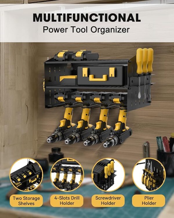 Tool Charging Station - 3 Layer Wall Mount Power Tool Organizer with Charging Station for Power Dril - Image 2