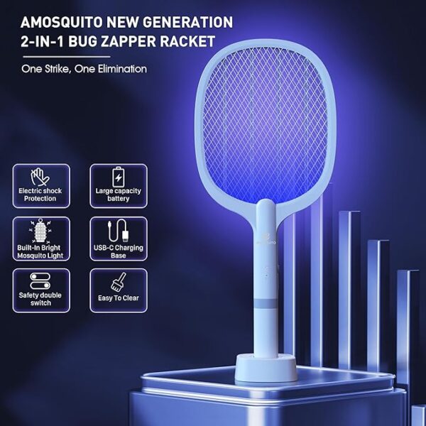 Bug Zapper Racket, Electric Fly Swatter Rechargeable Mosquito Zapper for Indoor and Outdoo -28% - Image 5
