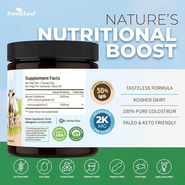 Colostrum Powder Grass Fed Whole Milk 50% IgG Highest Concentration Colostrum Supplement for Women/Men - Image 5