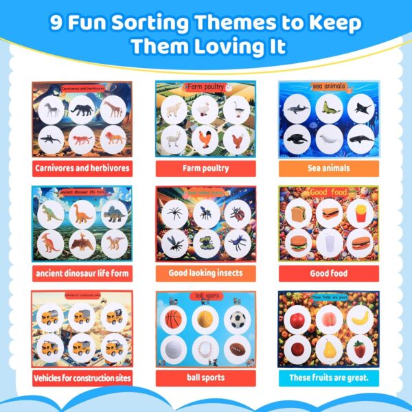 Toddler Sorting Toys, Sensory Toys,Fruits Dinosaurs Animals Insects Balls Food Fish Poultry Sorting Matching Playsets - Image 3
