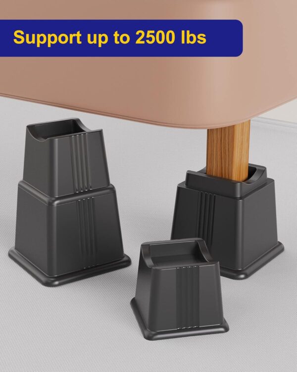 Bed Furniture Risers Elevate 3" in Height, Heavy Duty Rectangle Blocks for Couch,Chair,Table Legs,Bed,Cabinet - Image 2