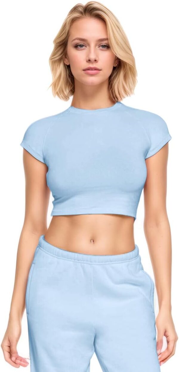 Women's Cotton Crop Tops Crewneck Short Sleeve Y2K Tee Workout Shirt Basic T-Shirt