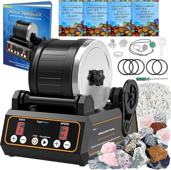 Rock Tumbler Kit, K1 Professional Large 2.5LB Capacity Edition - Memory Function, Digital Time -25%r