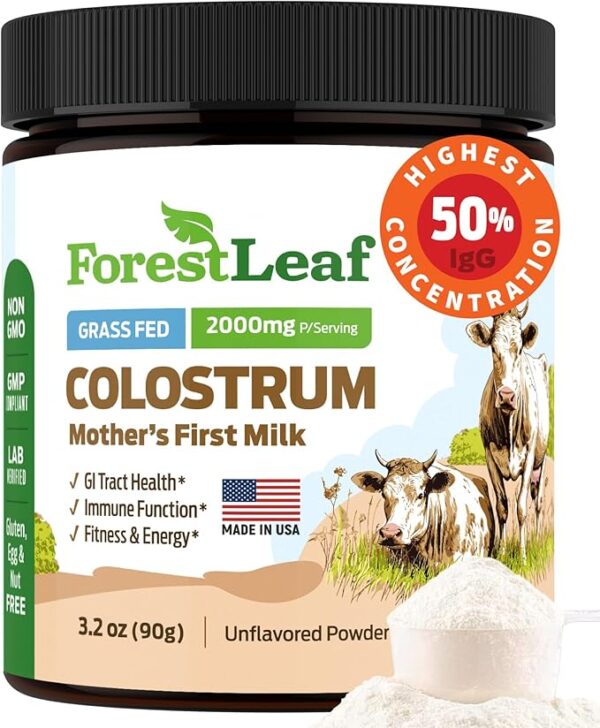 Colostrum Powder Grass Fed Whole Milk 50% IgG Highest Concentration Colostrum Supplement for Women/Men