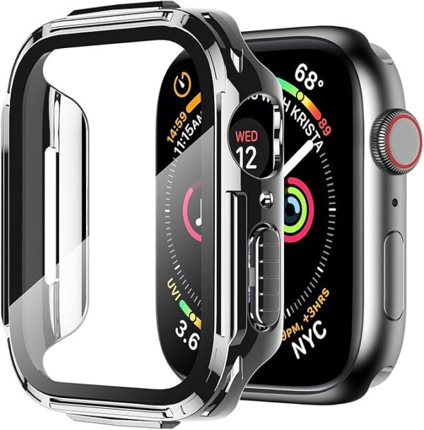Mesime Rugged Case Compatible for Apple Watch Series 8 7 41mm with Tempered Glass Screen Protector