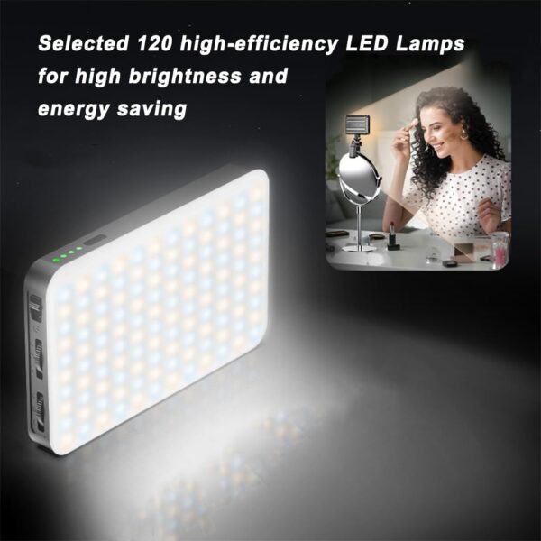 120 LED PhoneLight， Selfie Light - 5000mAh Battery, 3 Adjustable Light Modes, Clip-On Video Light for Flawless Selfies, TikTok/YouTube - Image 4