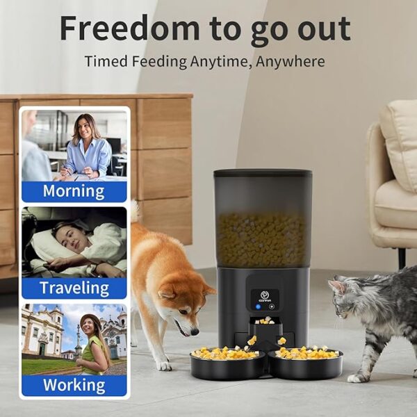 7L Automatic Cat Feeders for 2 Cats - 2.4G WiFi Timed Auto Feeder with APP Control -11% $39.99 $39.99 per count($39.99 / count) Typical price: $44.89Typical price: $44.89 - Image 3