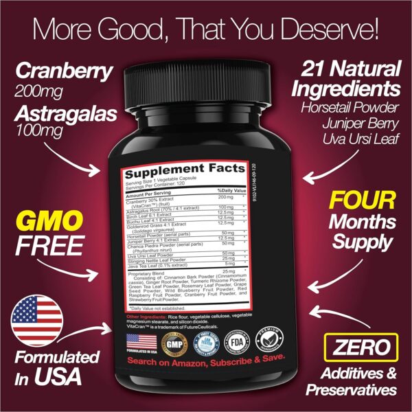 Kidney Support Cleanse Detox & Repair -120 Capsules - Cranberry & Astragalus Root Pills for Women and Men - Image 5