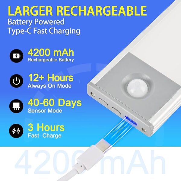 Under Cabinet Lighting, 11 inch 4200 mAh Rechargeable Battery Operated Closet Light CODE: 7C59KHTU  ASIN: B0DWKRGQT9  Originat Price: 35.99 USD  Discounted Price: 17.99 USD  Discount start time; 2025/5/28  Discount end time; 2025/6/30 - Image 3