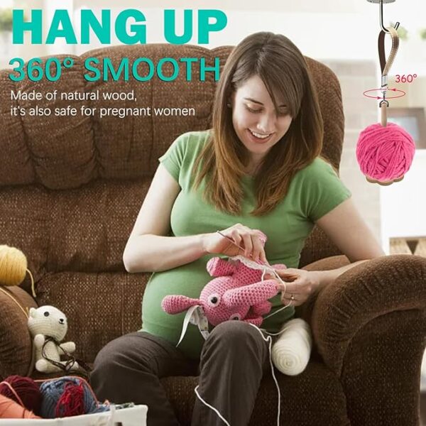 Portable Wrist Yarn Holder with Crossbody Strap, Yarn Spinner, Solid Wood Wrist Yarn Ball Holder for Crocheting - Image 5