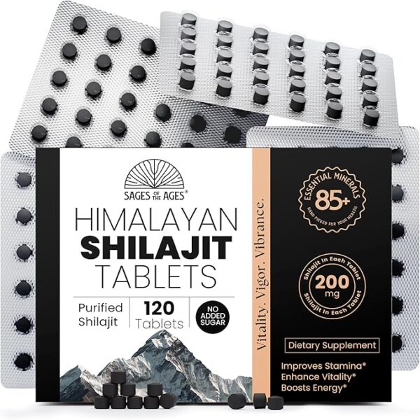 Shilajit Tablets for Men - Gold Grade - No Added Sugar - 120 Dry Drops - Organic - Lab Tested